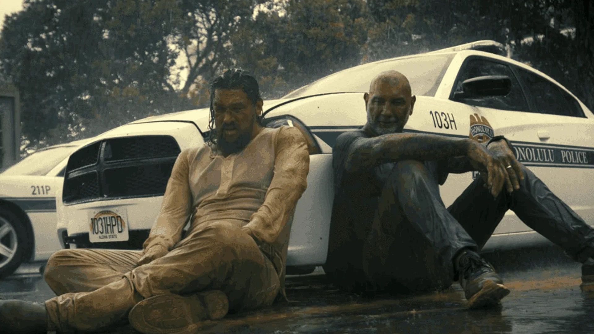 دیو باتیستا در باران در فیلم The Wrecking Crew