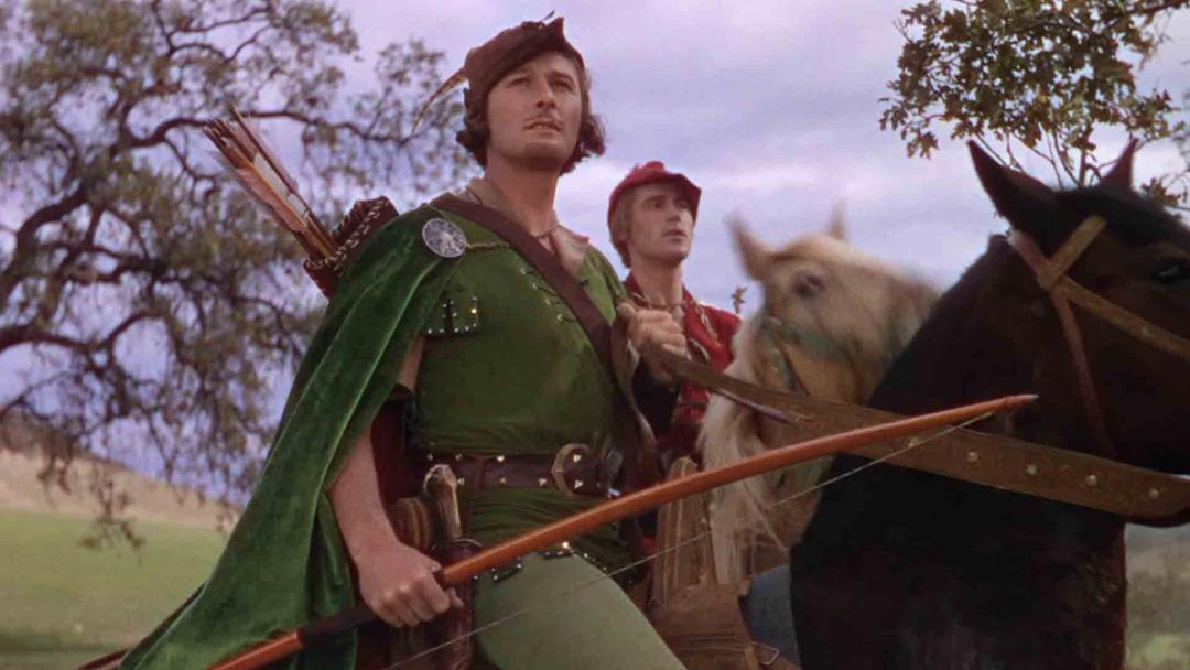 ارول فلین در نقش رابین هود در فیلم The Adventures of Robin Hood