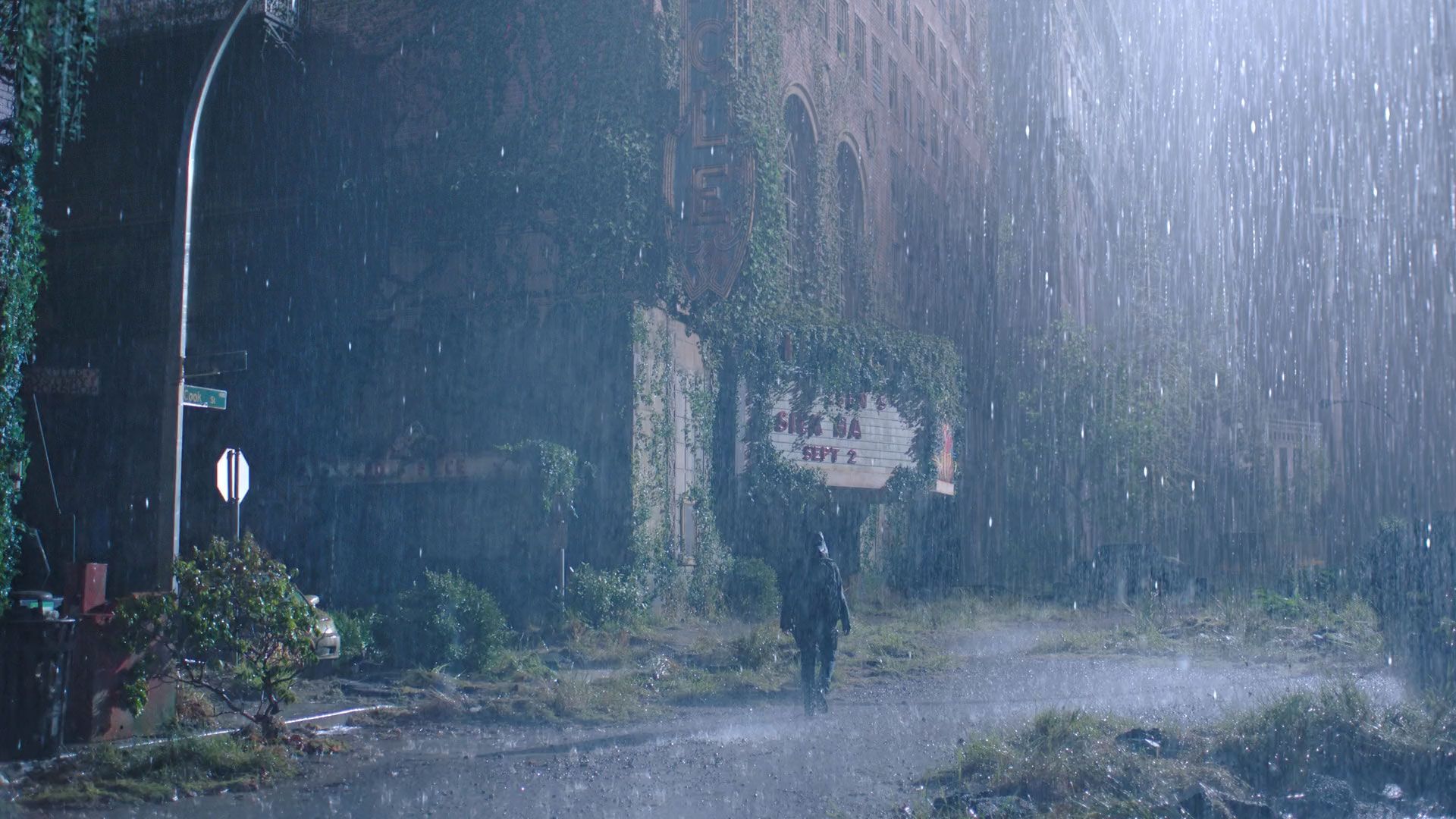 رعد و برق جلوی ورودی سینما در قسمت ۶ فصل ۲ سریال The Last of Us