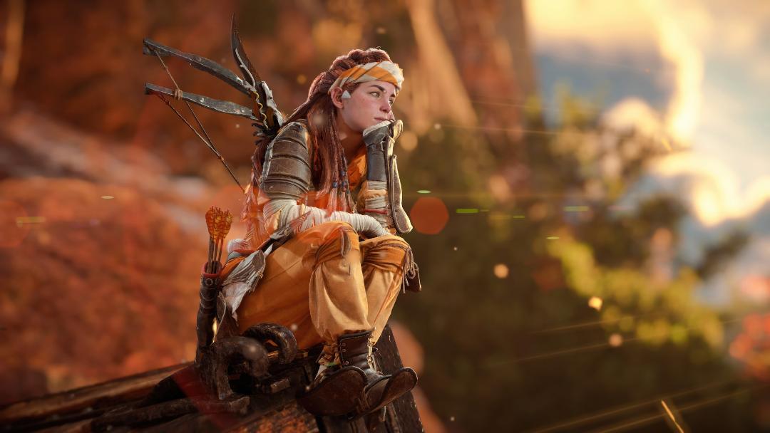 شخصیت اصلی بازی Horizon Forbidden West (الوی) در حال فکر کردن