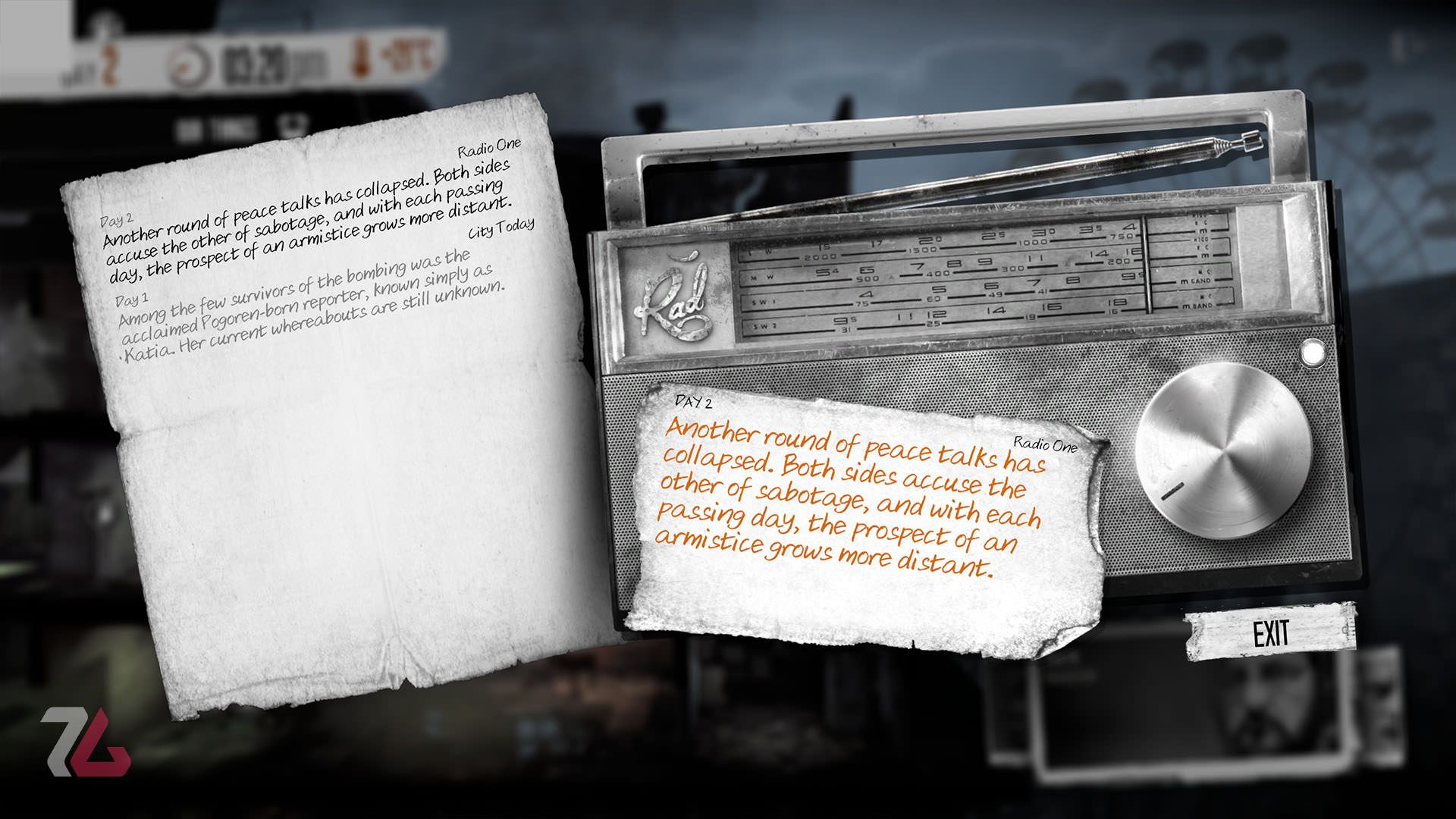 تنظیم رادیو در بازی This War of Mine: Forget Celebrations