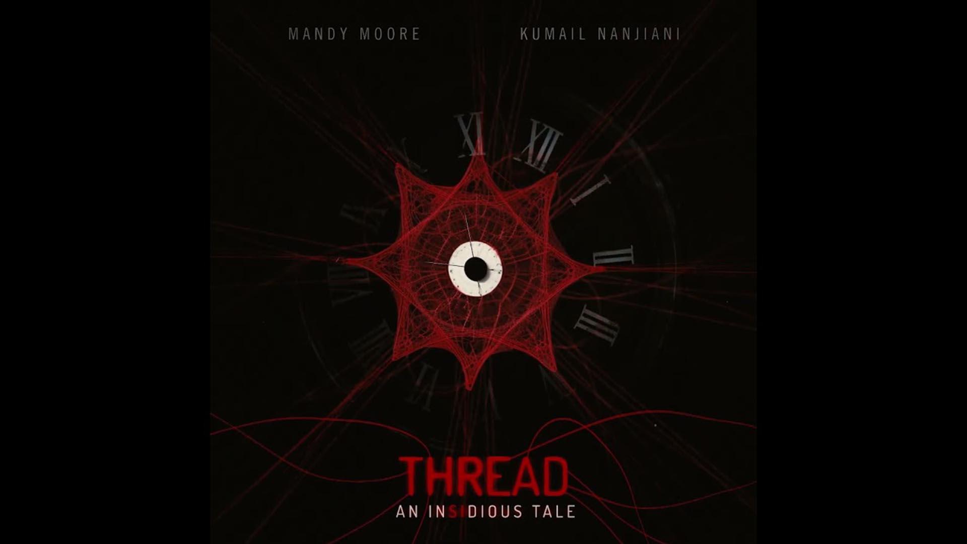 شکل هندسی قرمز در ترکیب با یک ساعت در پوستر فیلم Thread: An Insidious Tale