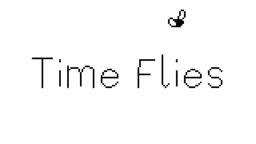 یک پشه در حال پرواز بالای لوگوی بازی Time Flies