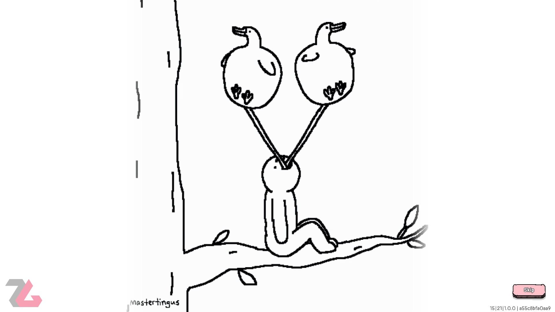 دو غاز بیرون زده از درون یک انسان در یکی از انیمیشن‌های بازی Tingus Goose