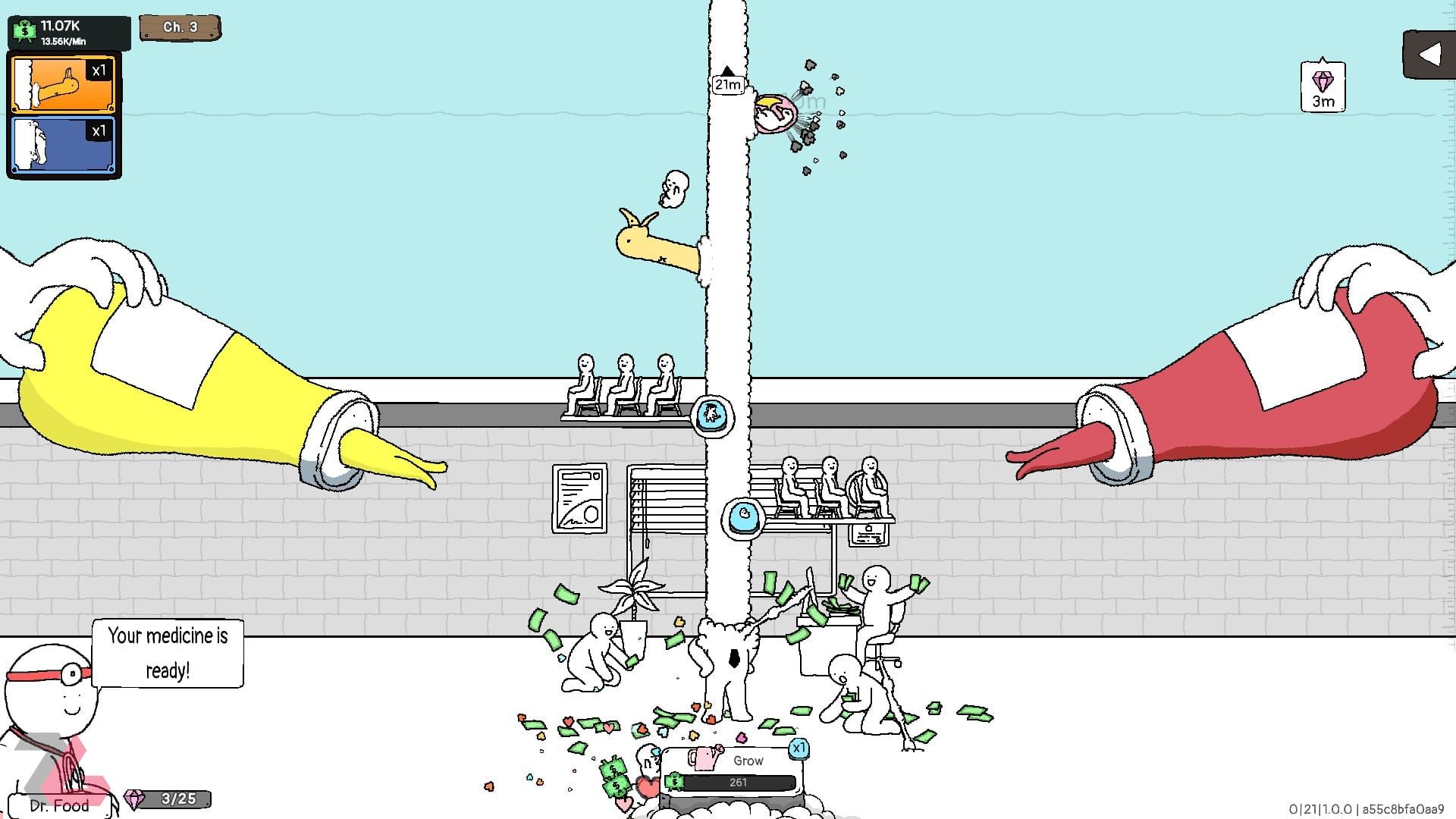 انسان‌ها در حال جمع کردن پول زیر شاخه درخت در بازی Tingus Goose