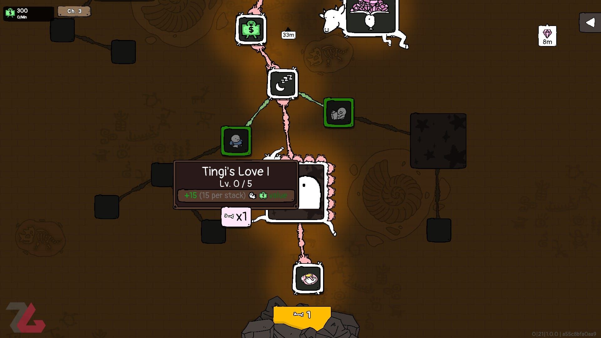 بخشی از درخت مهارت‌های بازی Tingus Goose