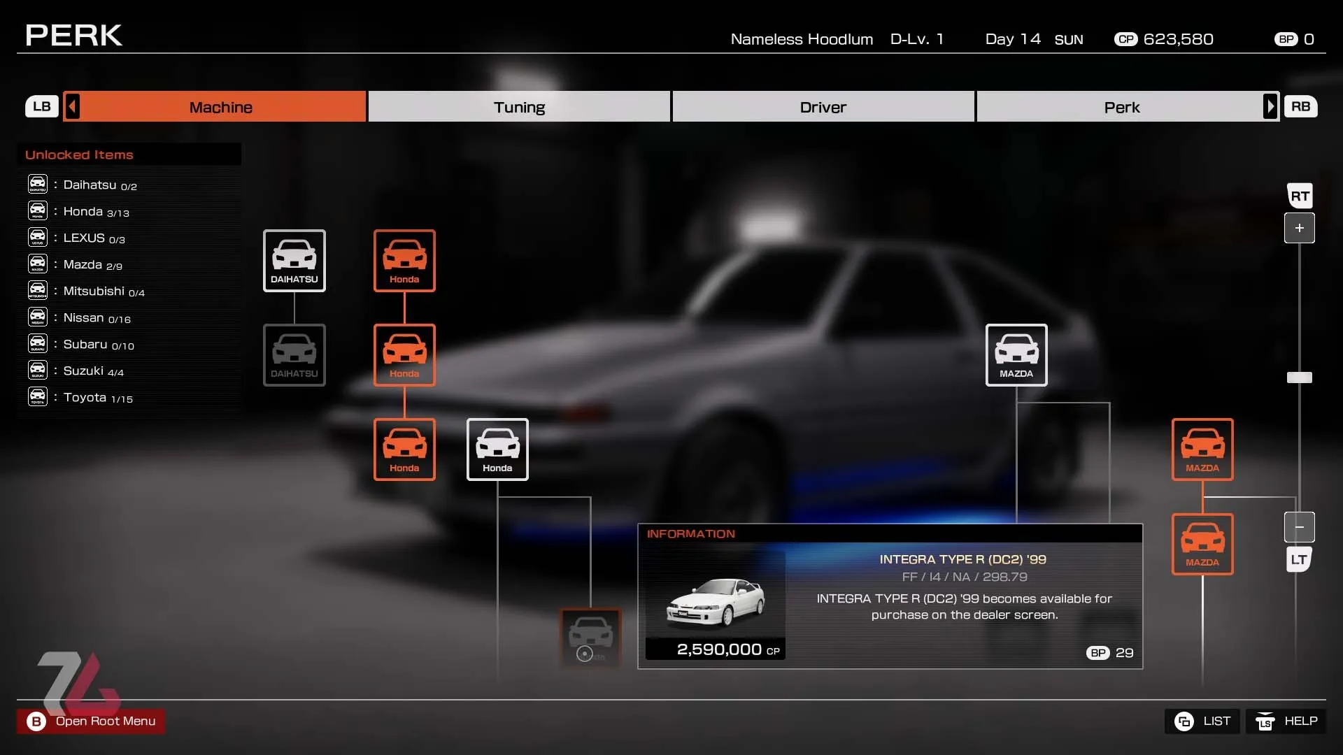 درخت مهارت/پرک‌ها در بازی Tokyo Xtreme Racer (2025)