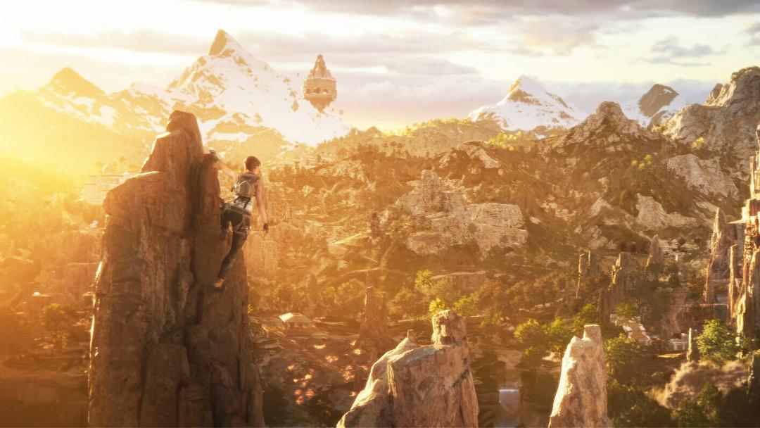 لارا کرافت بر فراز صخره در بازی Tomb Raider: Catalyst