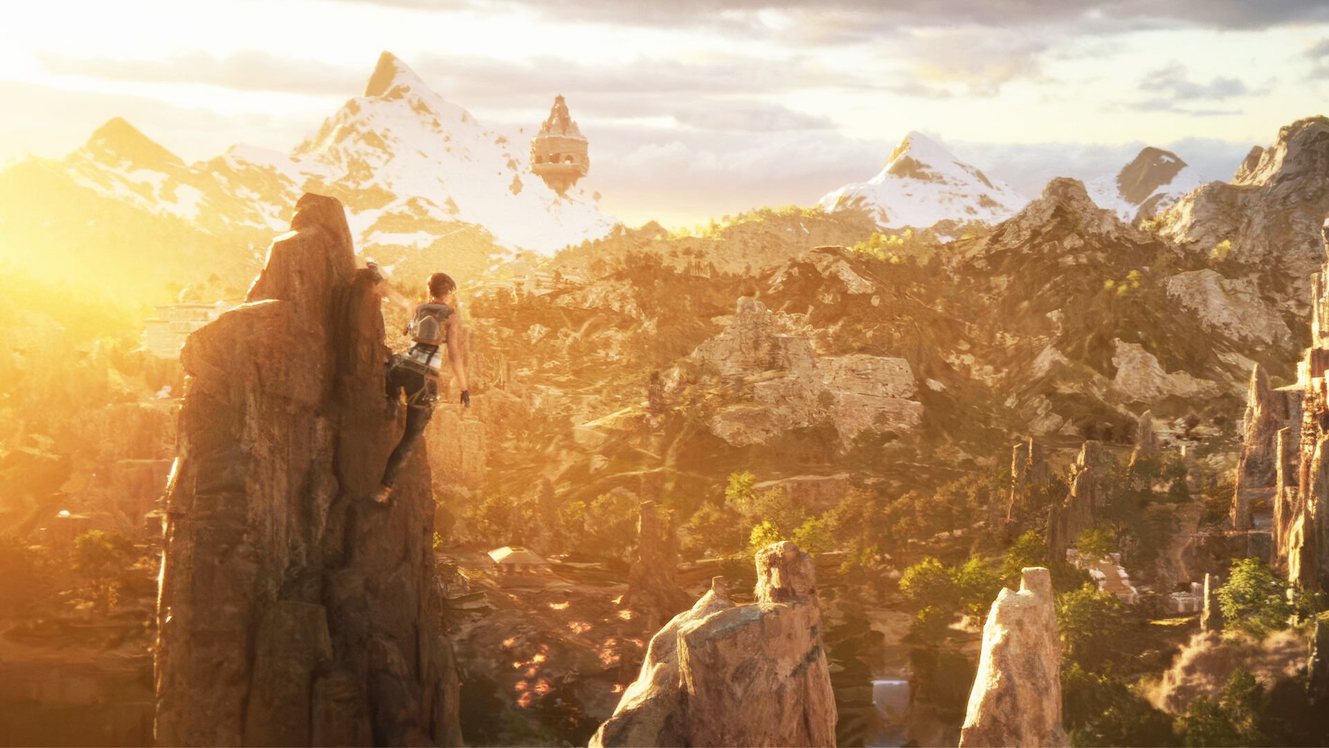 لارا کرافت بر فراز صخره در بازی Tomb Raider: Catalyst