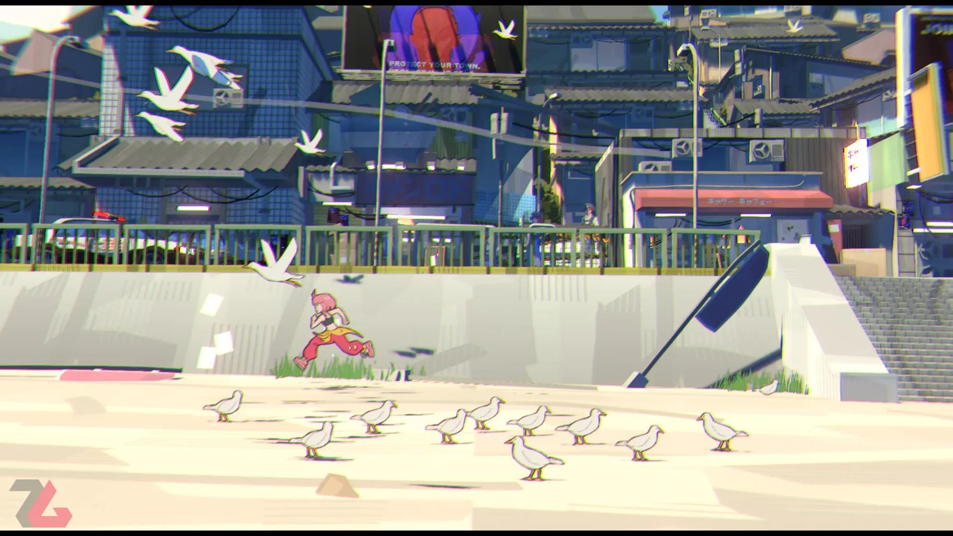 بیت در حال دویدن لب ساحل و فرار پرندگان در بازی UNBEATABLE