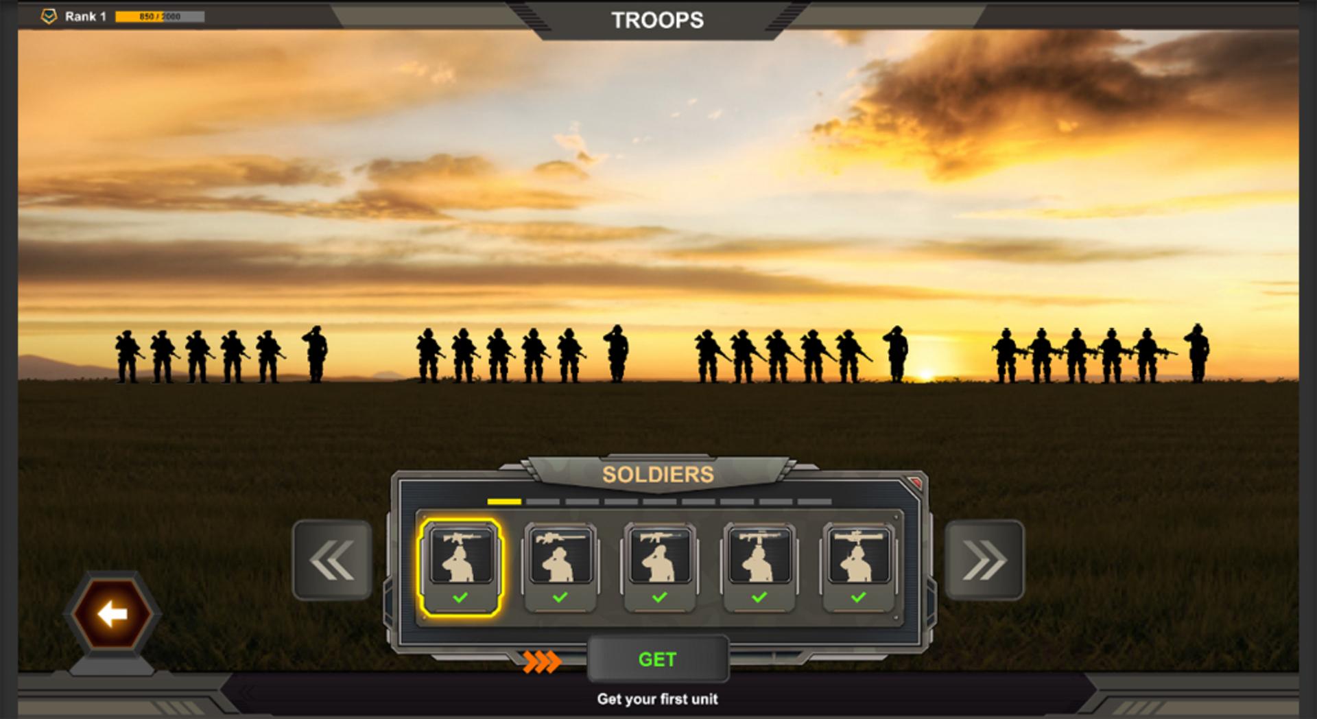 انتخاب گروه سربازان در بازی موبایل Warzone Commander