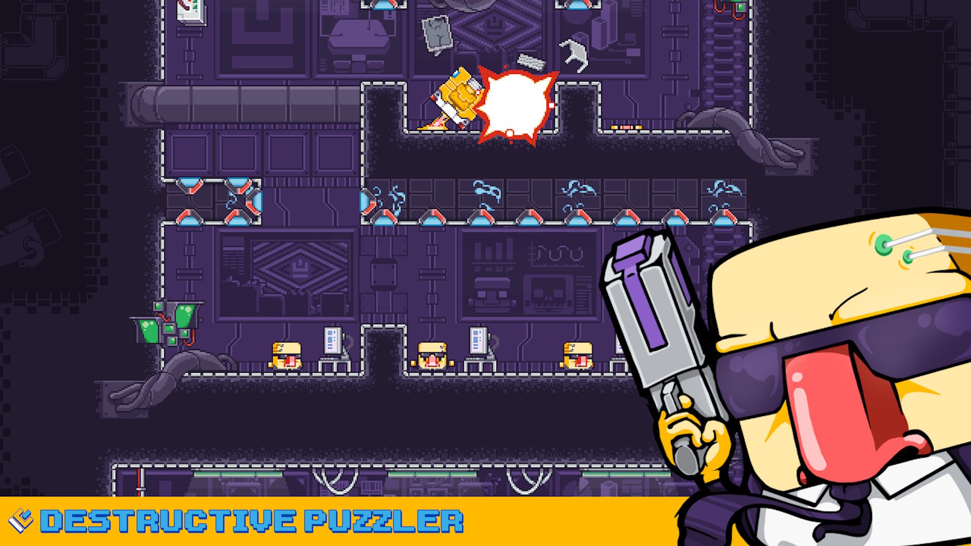 مرحله سایبرپانکی بازی Gunbrick: Reloaded