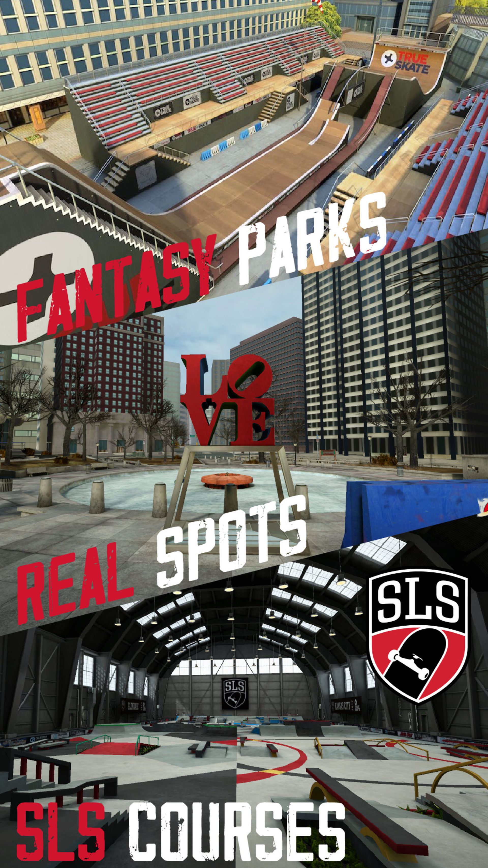 اسکیت‌پارک‌های متنوع در بازی موبایل True Skate