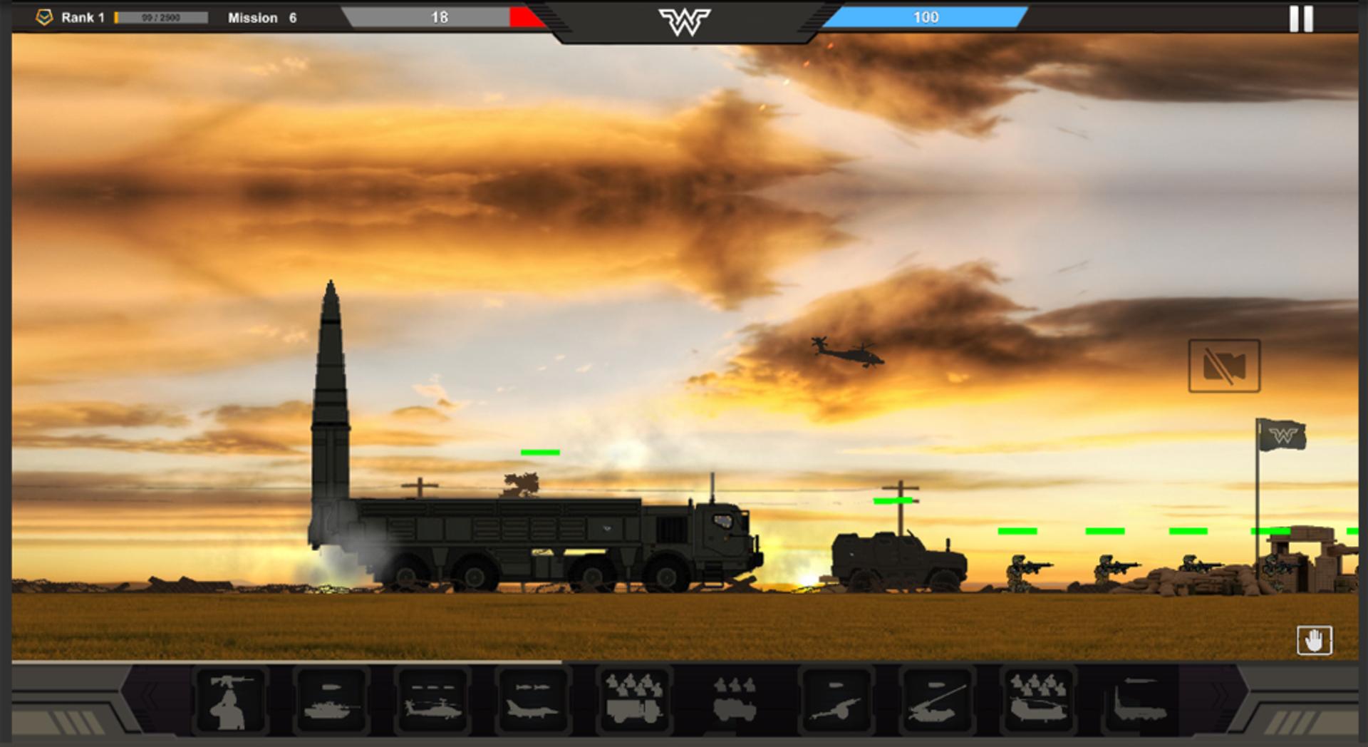 حمله زمینی در بازی موبایل Warzone Commander