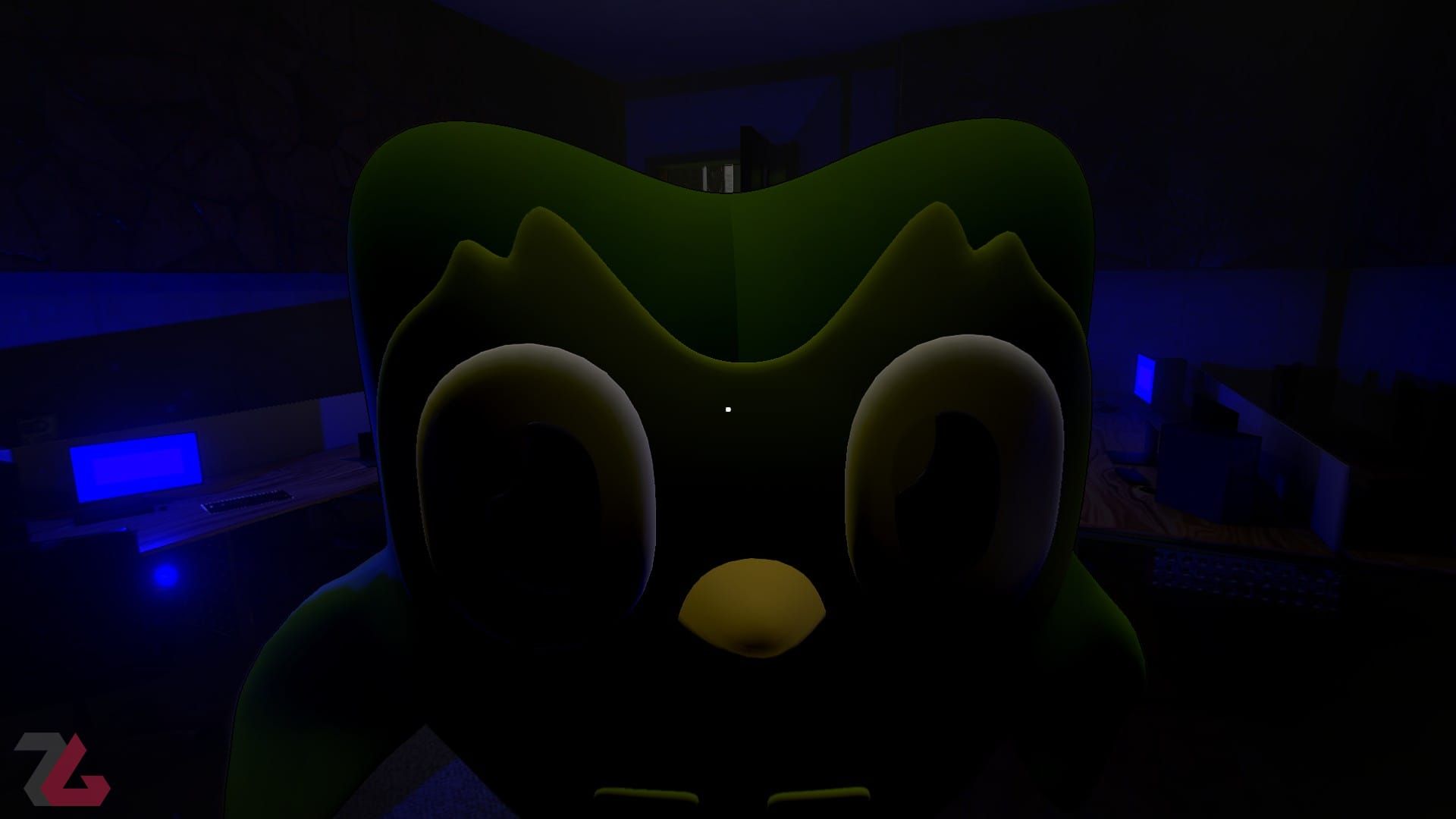 چهره ترسناک اونو در پیش‌زمینه آبی در بازی Unolingo