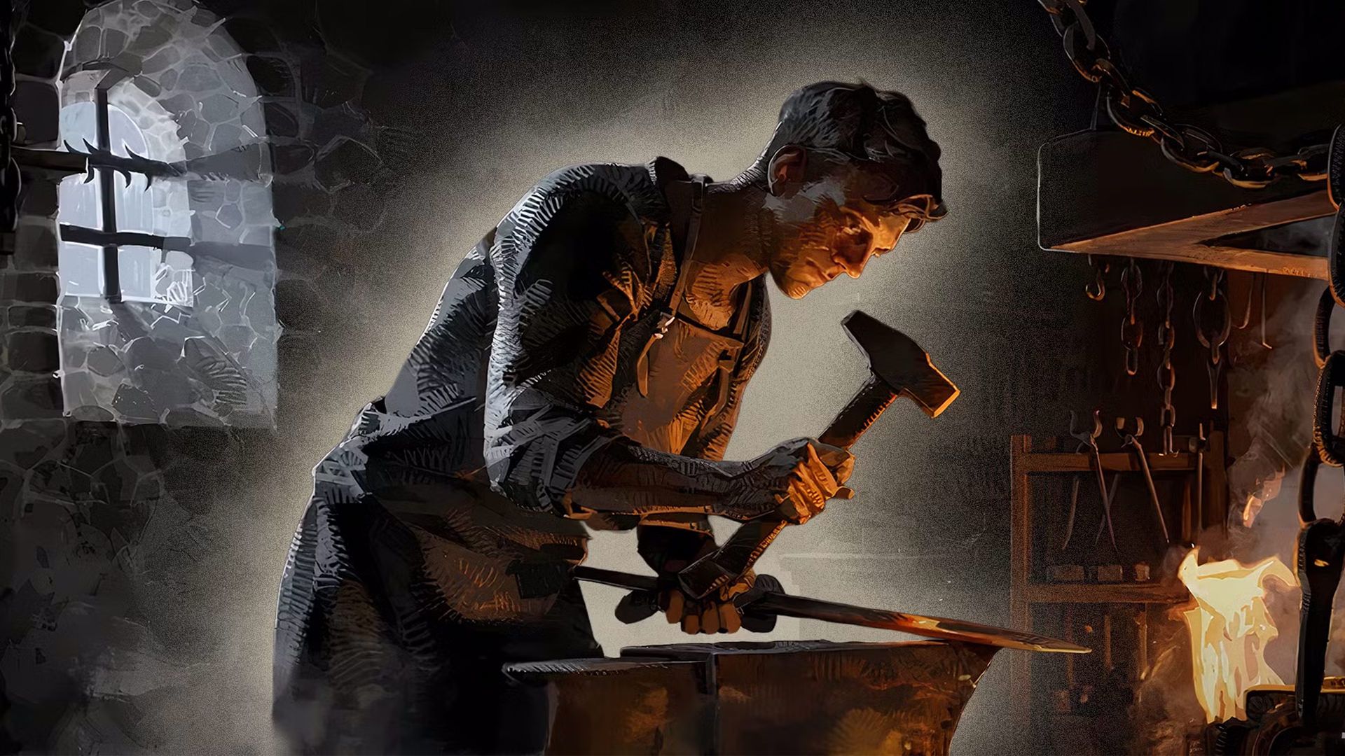 هنری مشغول آهنگری در بازی Kingdom Come Deliverance 2