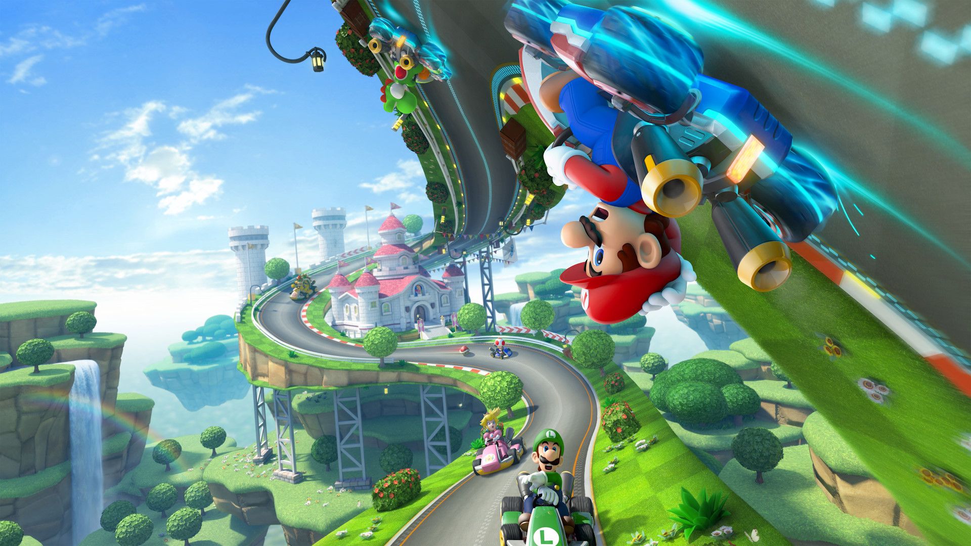 رقابت شخصیت‌های بازی Mario Kart 8 Deluxe در پیست وارونه و پرپیچ‌و‌خم