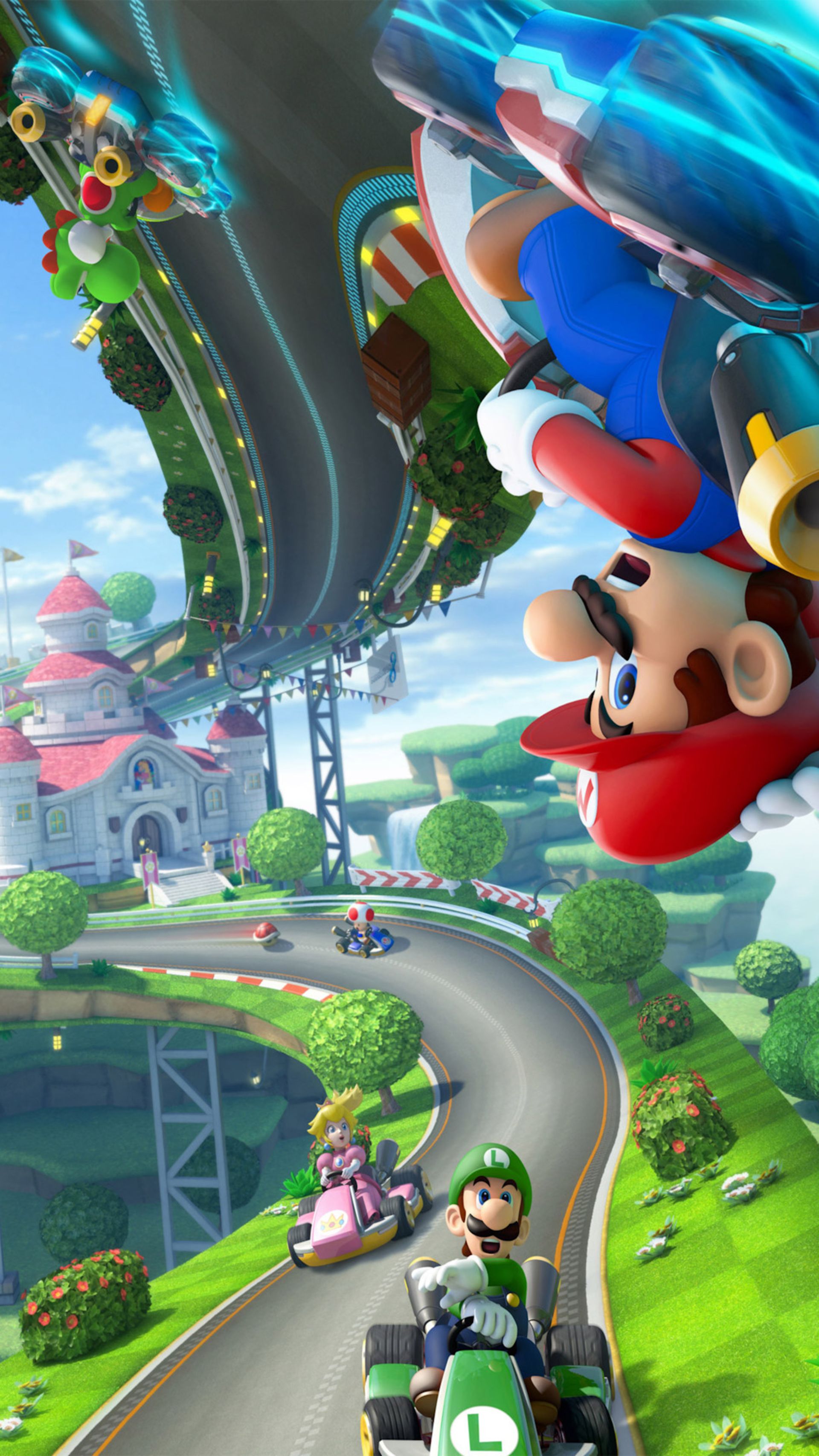 رقابت شخصیت‌های بازی Mario Kart 8 Deluxe در پیست وارونه و پرپیچ‌و‌خم