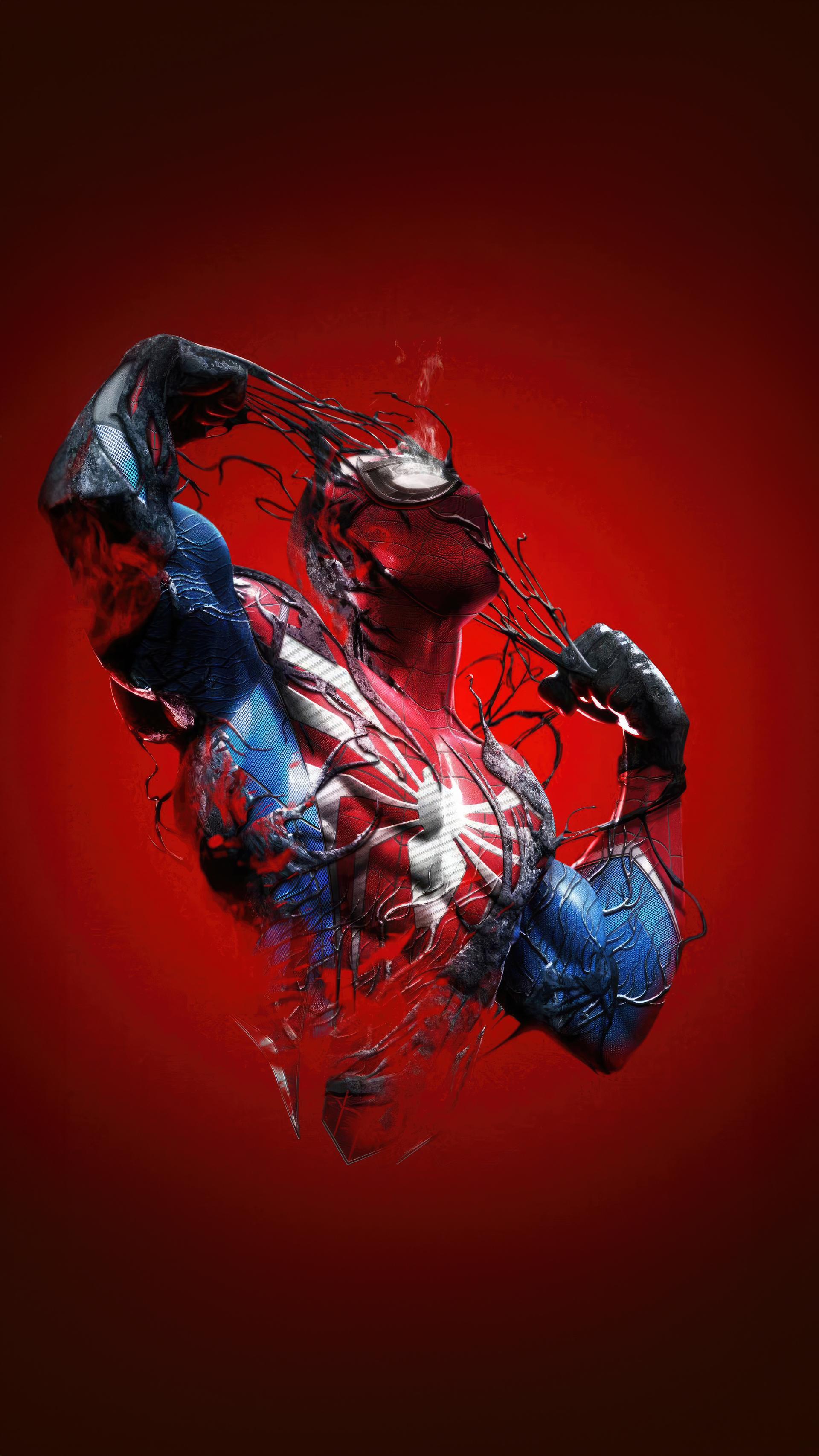 پیتر پارکر (Peter Parker) در حال کندن ونوم (Venom) از روی بدن خود در بازی Marvel's Spider-Man 2