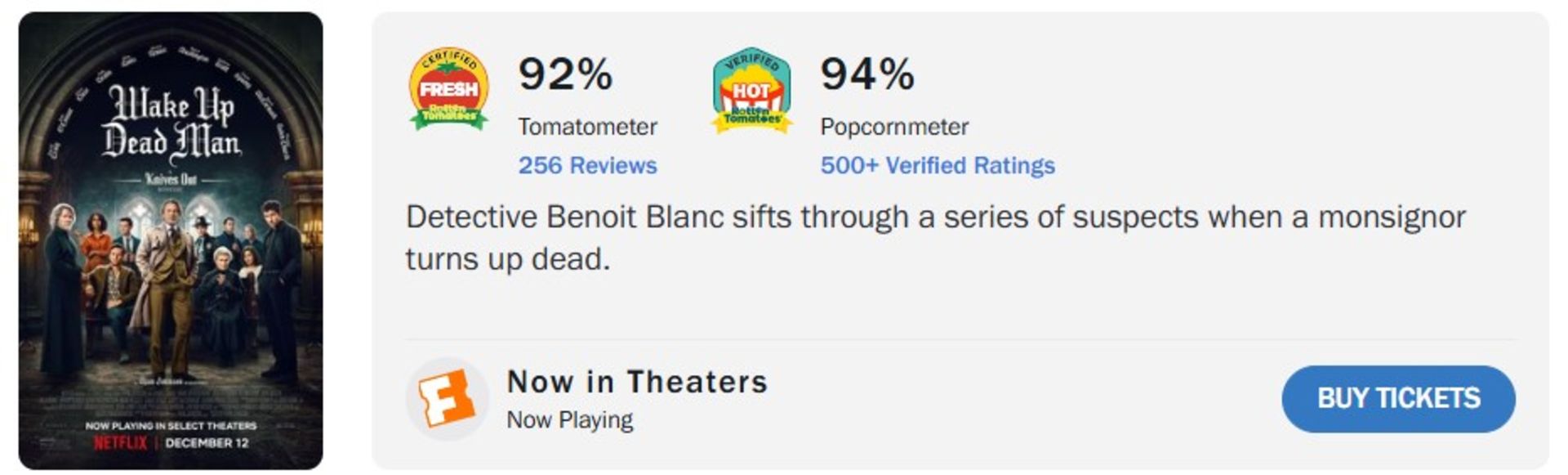 نمرات فیلم Wake Up Dead Man: A Knives Out Mystery در راتن تومیتوز