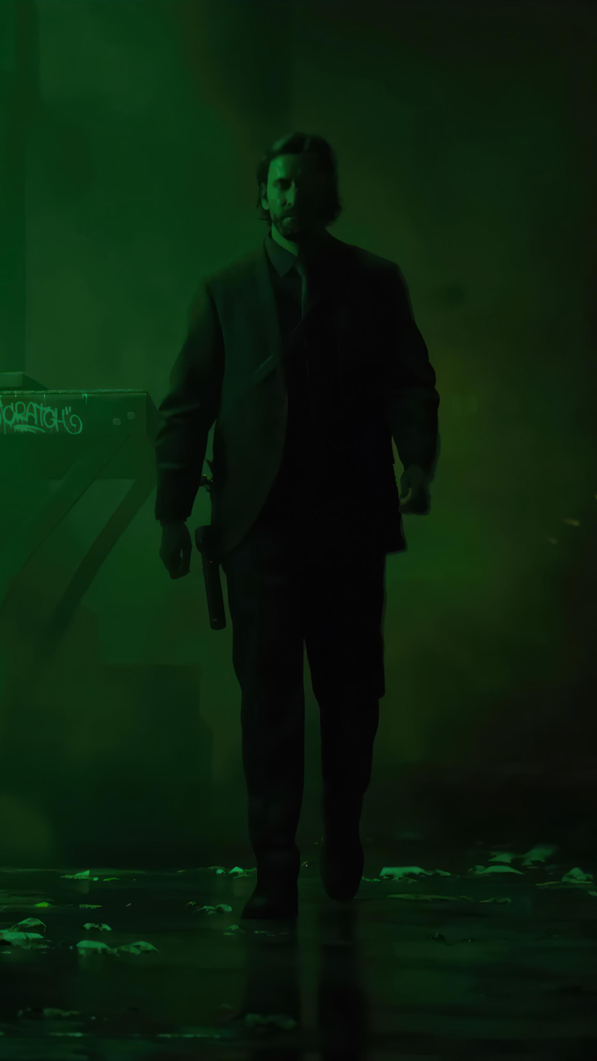 قدم زدن شخصیت اصلی بازی Alan Wake 2 در اتمسفر سبز شهر