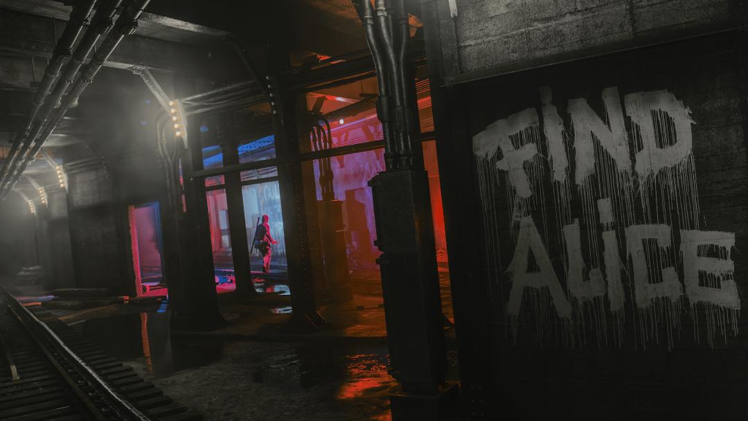 یک دیوارنوشته در ایستگاه قطار بازی Alan Wake 2