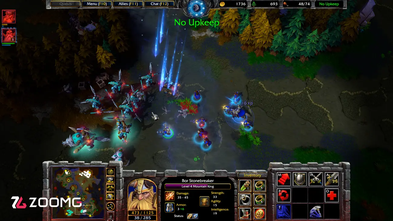 نبرد شخصیت Bor Stonebreaker (Bor Stonebreaker) در محیط جنگلی بازی Warcraft 3