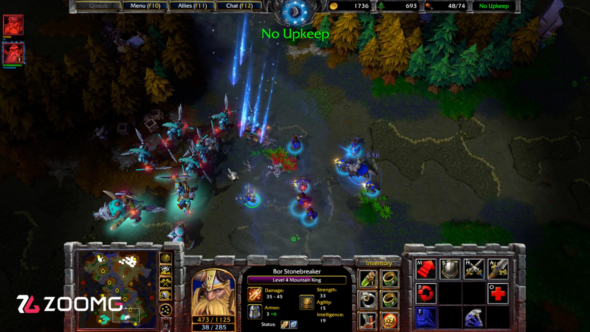 نبرد شخصیت Bor Stonebreaker (Bor Stonebreaker) در محیط جنگلی بازی Warcraft 3