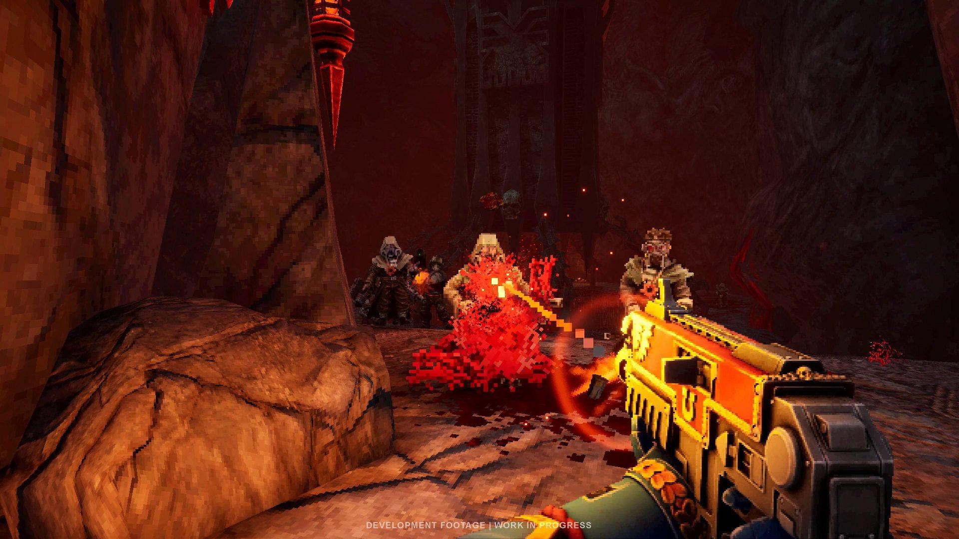 تیراندازی به سمت دشمنان بیگانه در بازی Warhammer 40,000: Boltgun 2