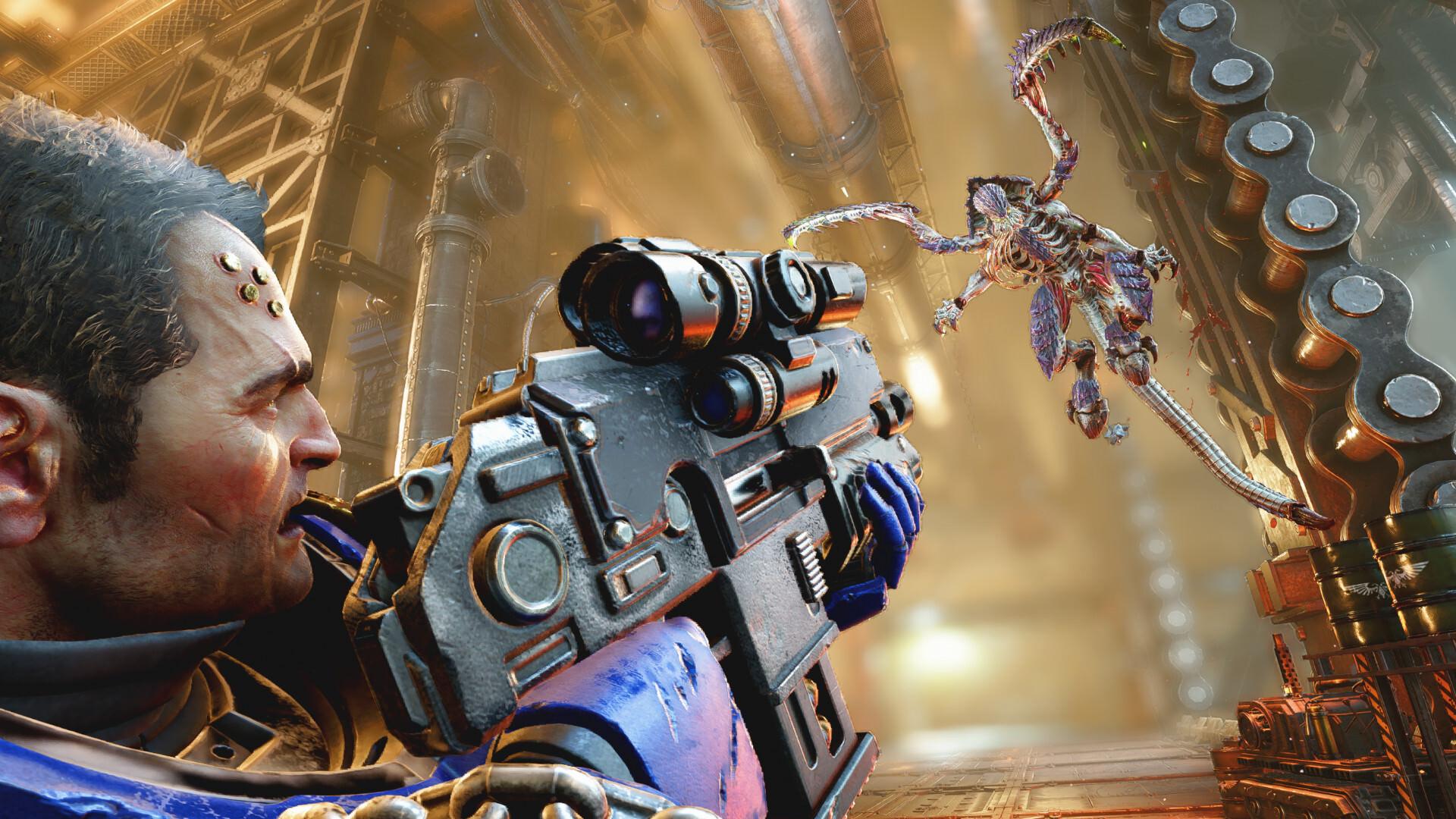 تیراندازی به سمت دشمنان در بازی Warhammer 40,000: Space Marine 2