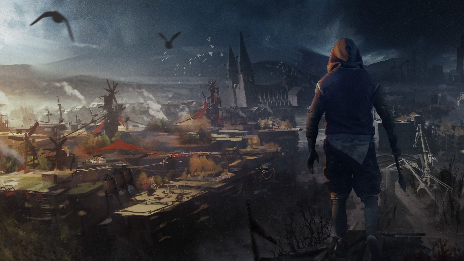 شخصیت اصلی بازی Dying Light 2 Stay Human در حال تماشای شهر