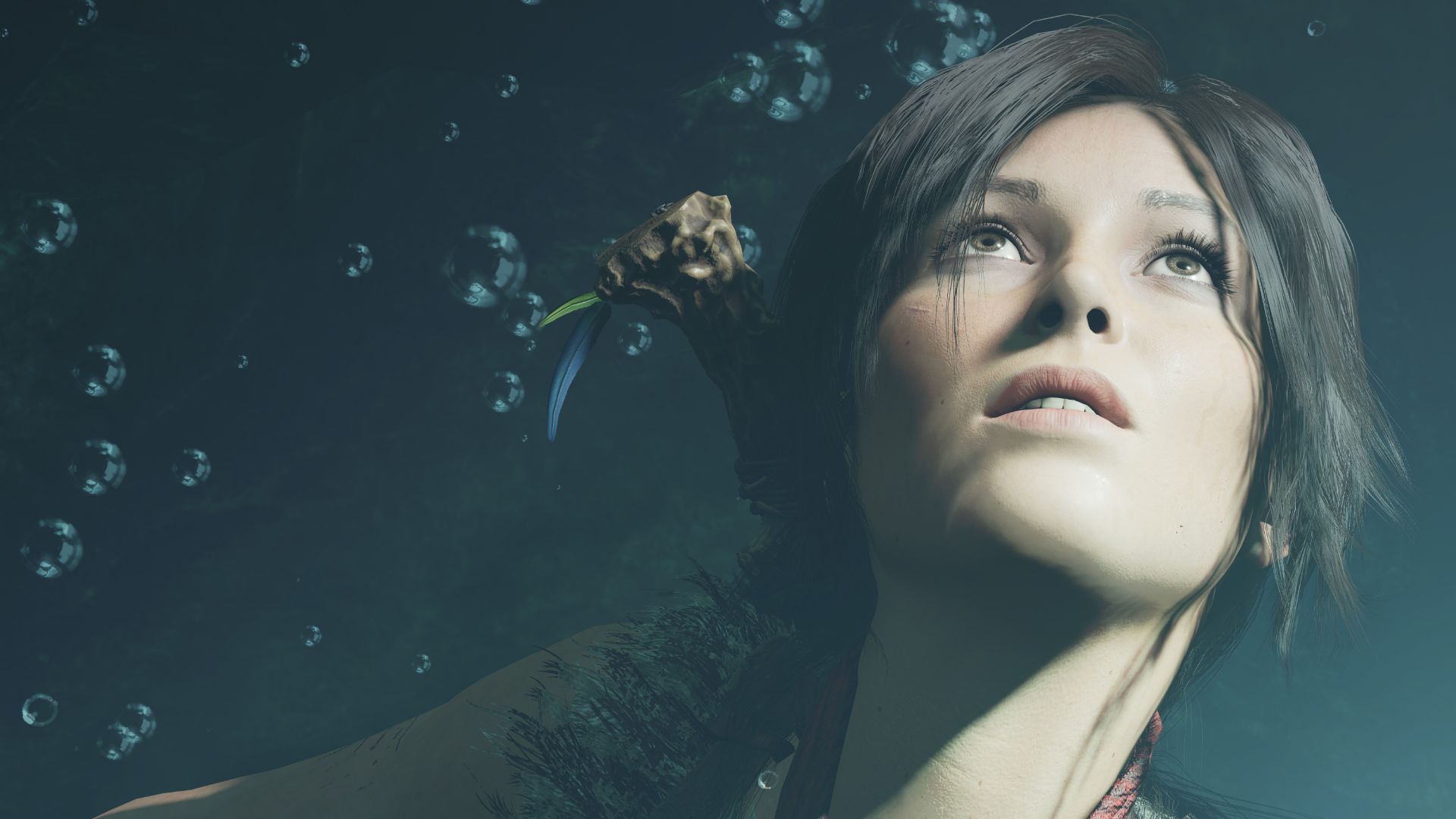 لارا کرافت (Lara Croft) مشغول تماشای آسمان در بازی Shadow of the Tomb Raider