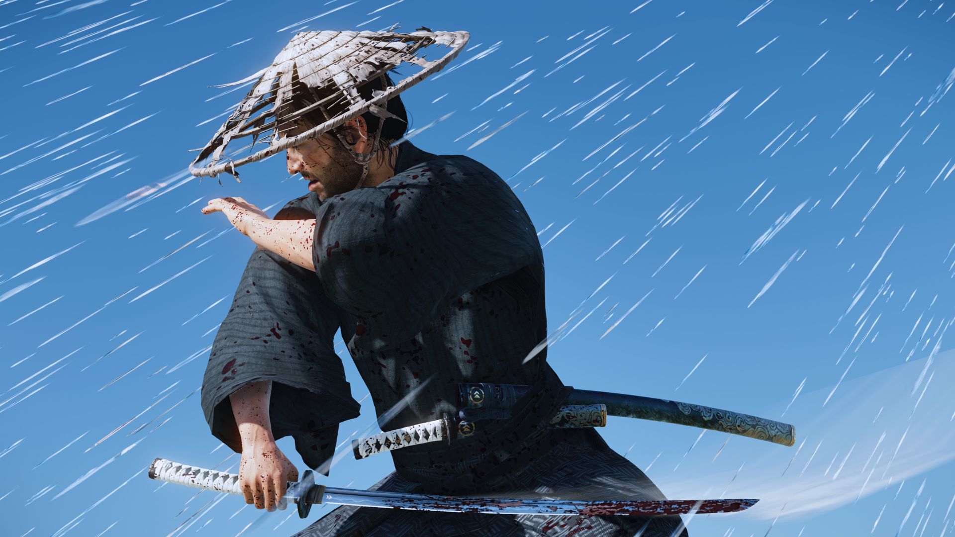 پاشش خون و آب در بازی Ghost of Tsushima