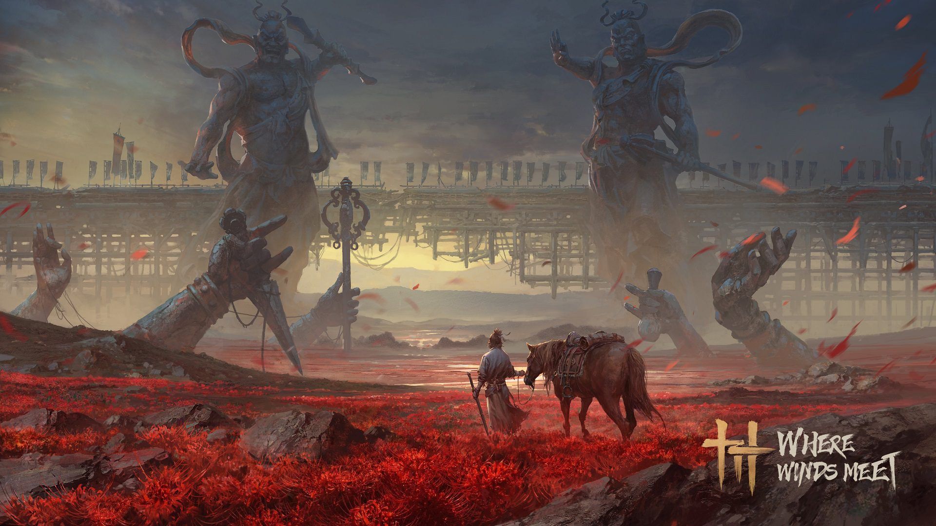 کاوش با اسب در منظره‌ای چشم‌نواز از بازی Where Winds Meet