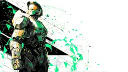 فن آرت مسترچیف (Master Chief) از بازی Halo Infinite با تم سفید و مشکی