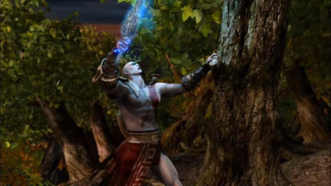 کریتوس درحال بالا رفتن از المیپوس در بازی God of War 2
