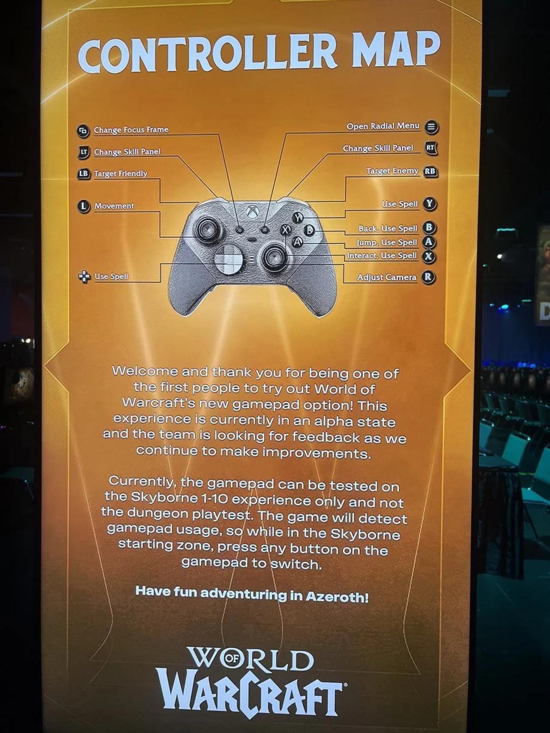 نقشه دکمه‌های کنترلر ایکس باکس (ایکس باکس Controller) برای بازی World of Warcraft