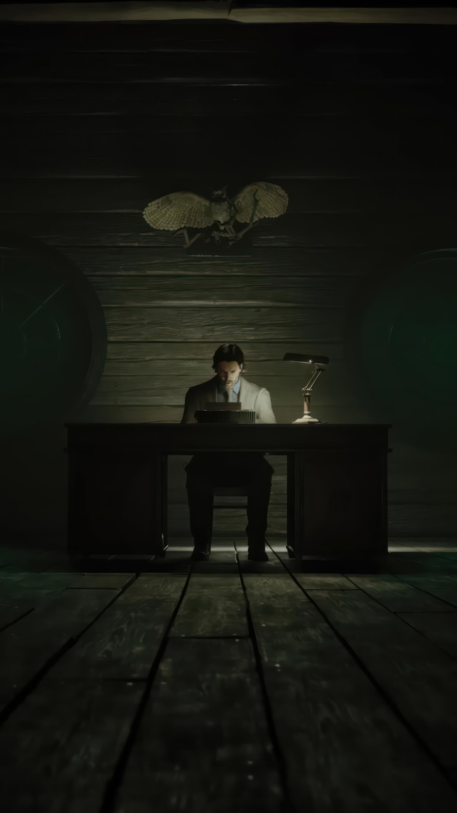 شخصیت اصلی بازی Alan Wake 2 در حال نوشتن داستان