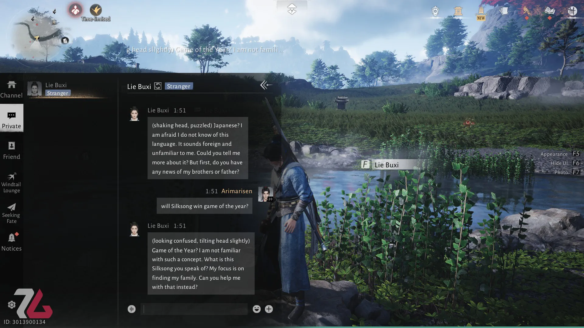 سیستم هوش مصنوعی در مکالمه با یک شخصیت غیرقابل بازی (NPC) از بازی Where Winds Meet