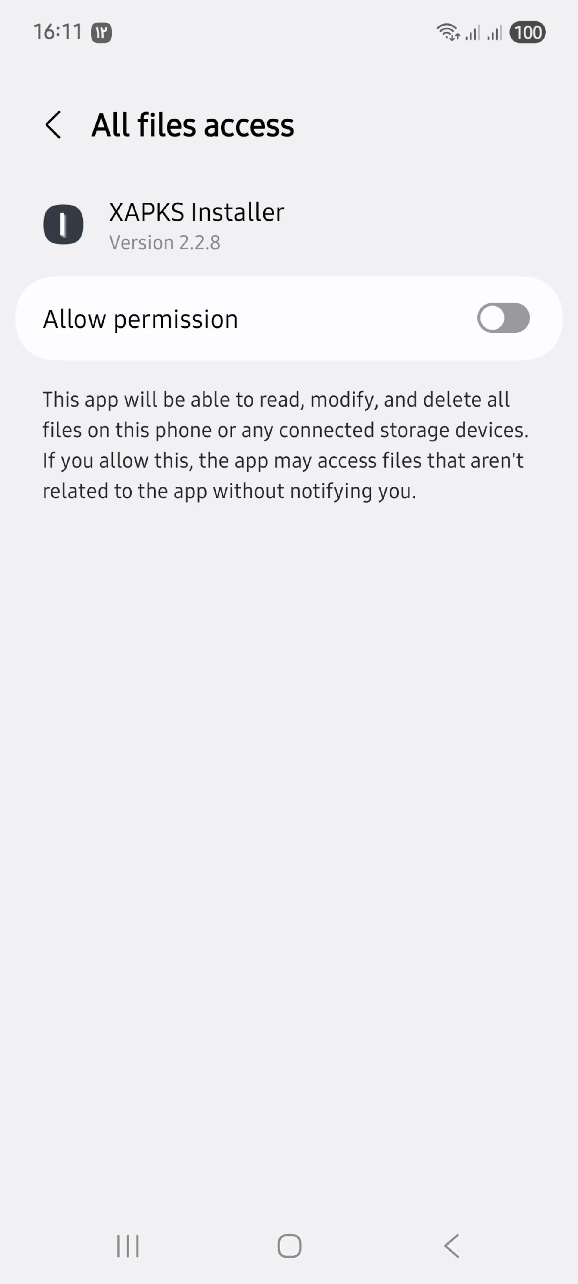 دسترسی به فایل ها در نرم افزار XAPKS Installer
