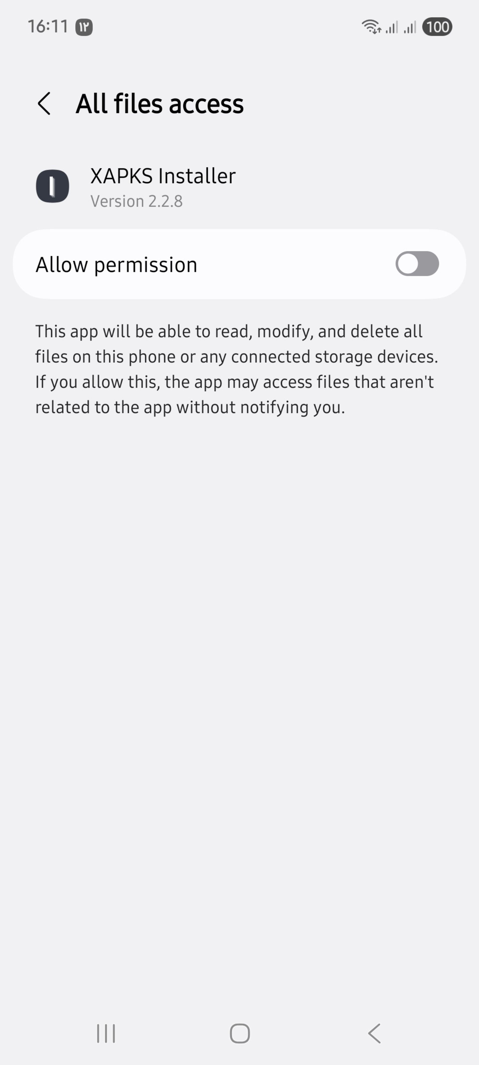 دسترسی به فایل ها در نرم افزار XAPKS Installer
