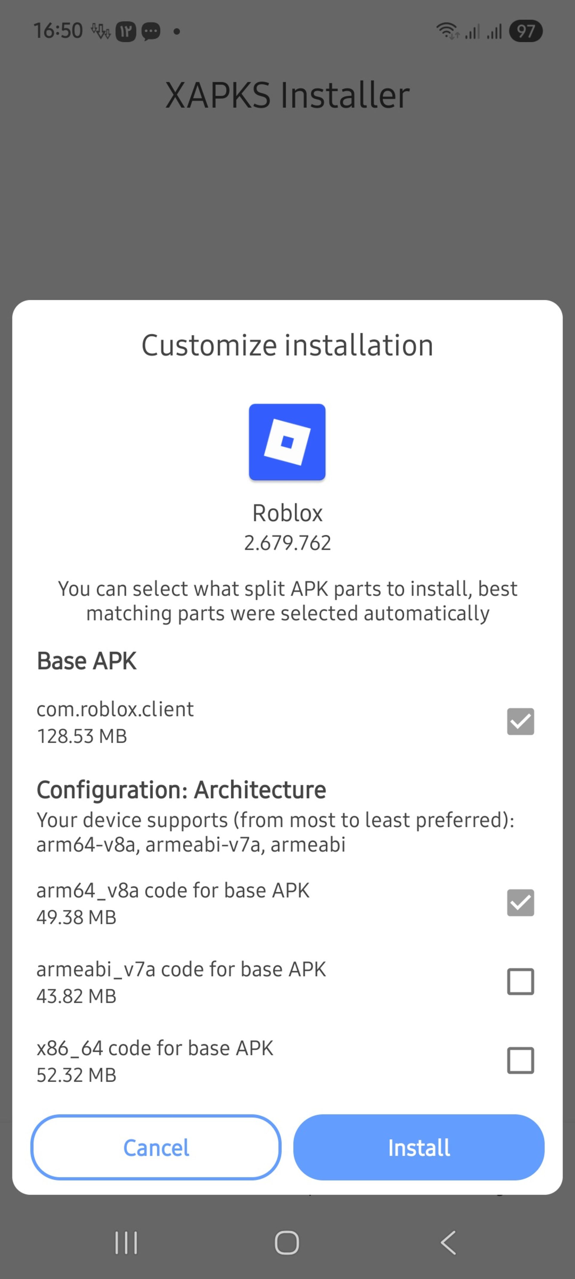 نصب بازی Roblox نسخه اندروید از طریق نرم افزار XAPK Installer