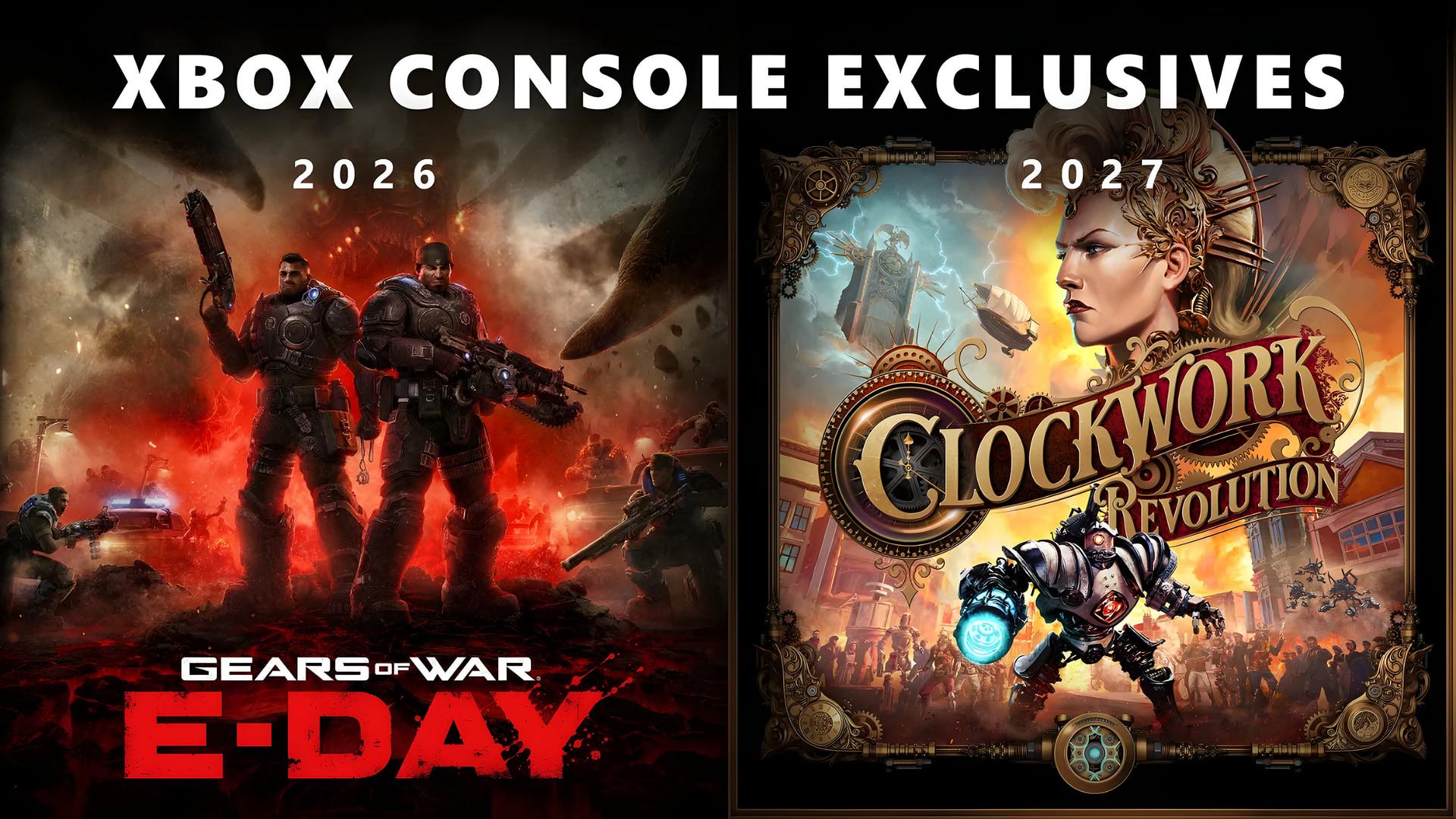 پوستر بازی‌های انحصاری ایکس باکس Gears of War و Clockwork Revolution