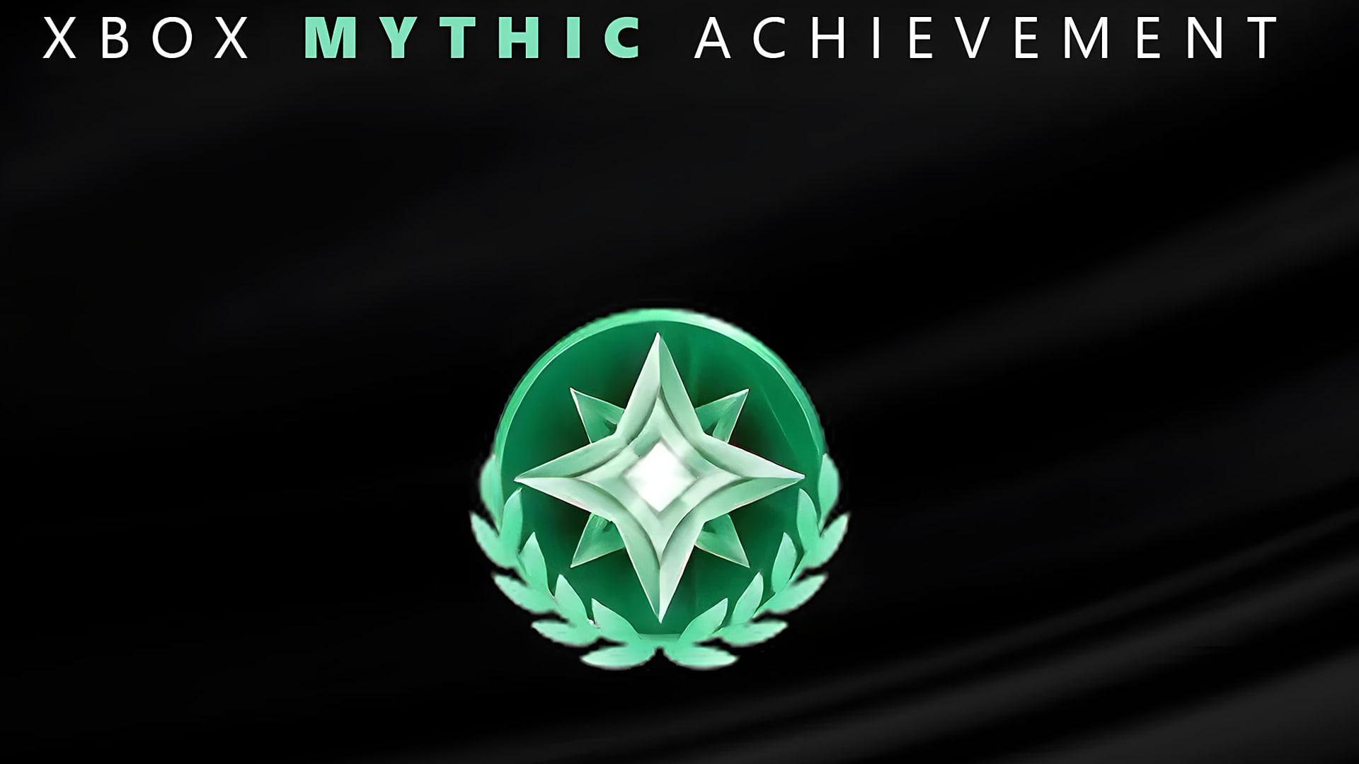 لوگوی سبز رنگ اچیومنت Mythic (Mythic Achievement) ایکس باکس با نماد ستاره و برگ