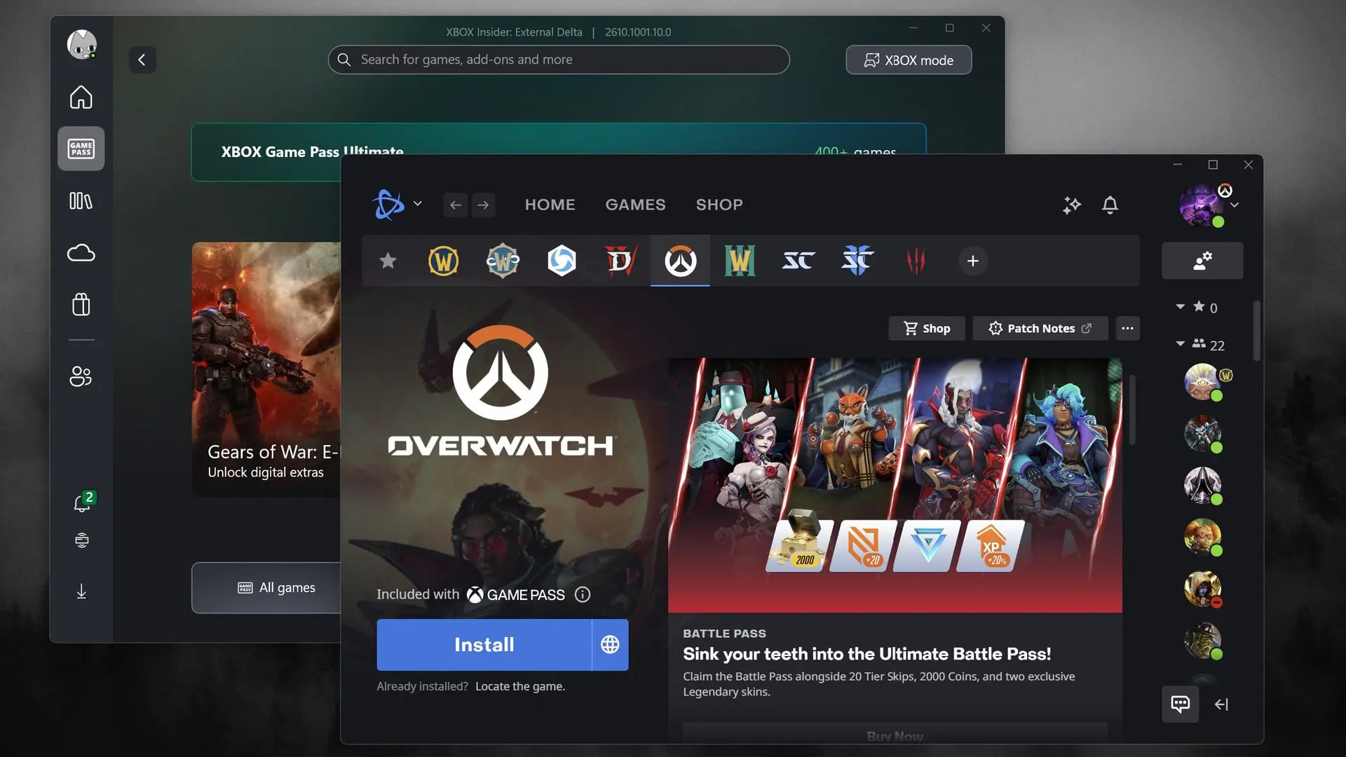 رابط کاربری اپلیکیشن ایکس باکس و بازی Overwatch در پلتفرم Battle.net