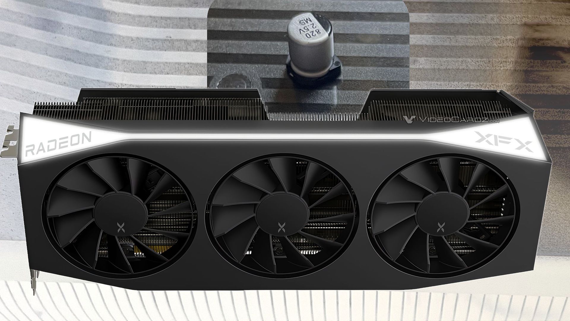 خازن جدا شده در جعبه XFX 9070 XT