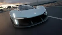 خودروی شیائومی (Xiaomi) در حال حرکت در پیست مسابقه بازی Gran Turismo 7