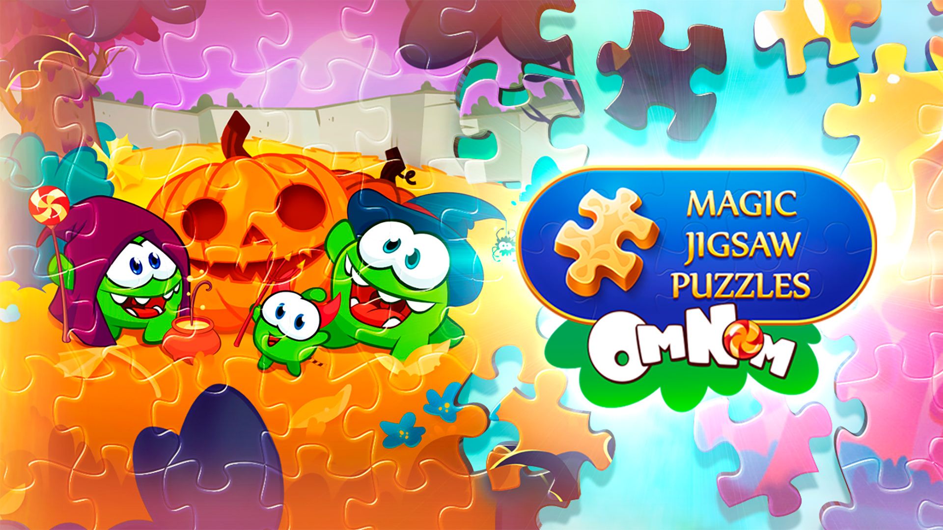 شخصیت Om Nom از بازی Cut the Rope در Magic Jigsaw Puzzles