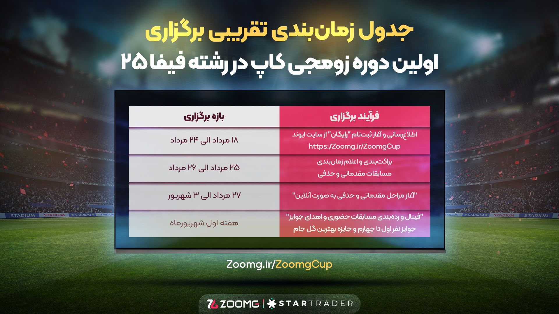 تایم لاین مسابقه فیفا زومجی کاپ