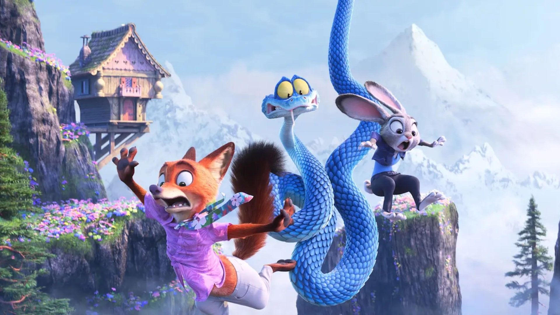سقوط جودی و نیک به‌همراه مار خلافکار در انیمیشن Zootopia 2 